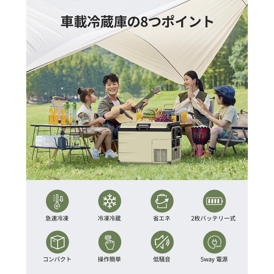 EENOUR 車載冷蔵庫 ポータブル冷蔵庫 バッテリー内蔵可能 45L -20℃〜10