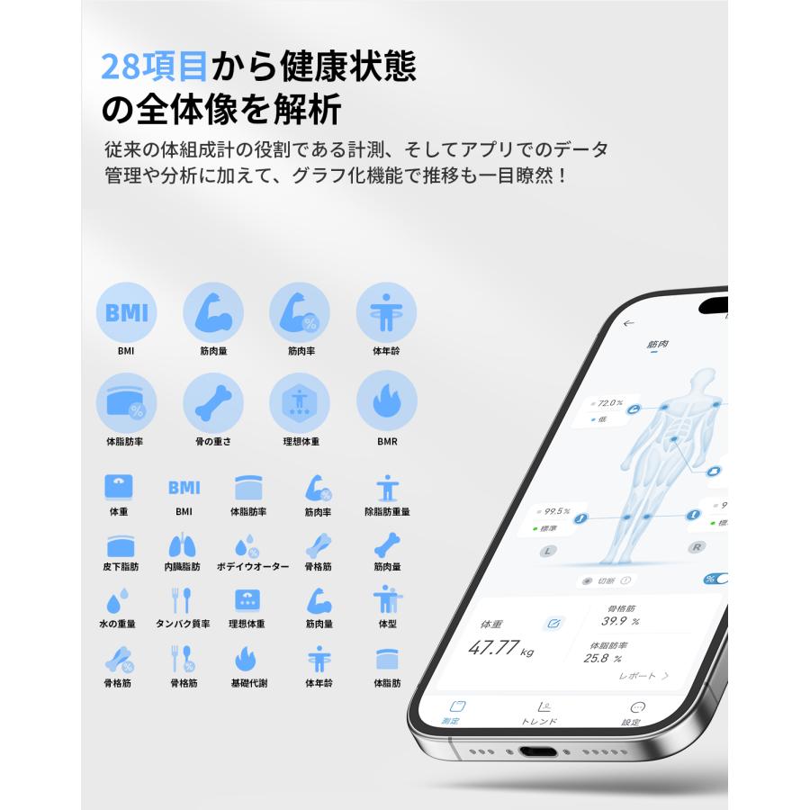 在庫限定」体重計 体組成計 8電極 スマホ連動 筋肉量 部位別 四肢計測