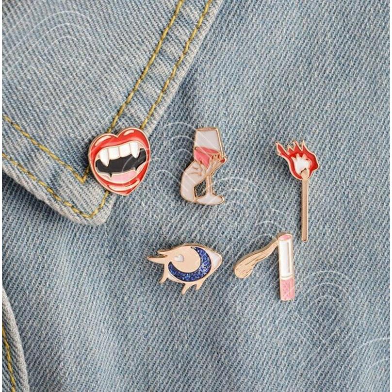 ピンバッチ ピンバッジ セット 目玉 脳みそ カミナリ かわいい 可愛い