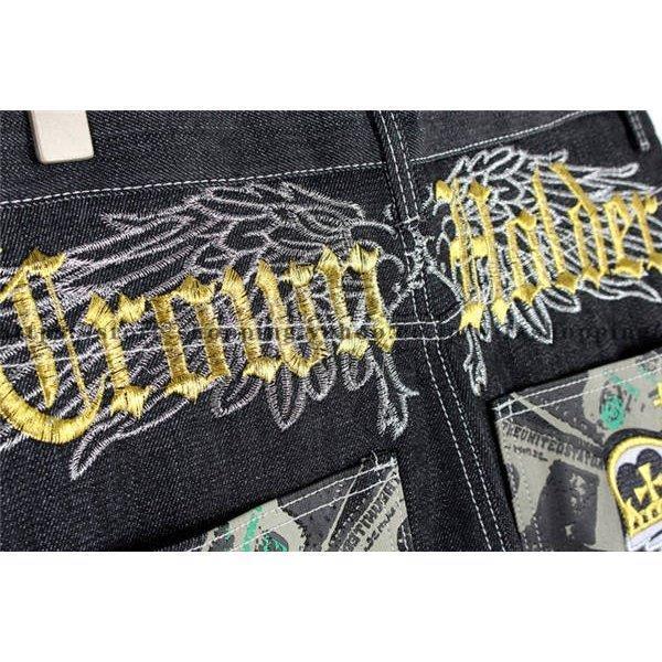 刺繍 極太 デニム ジーンズ パンツ メンズ ルーズフィット B系