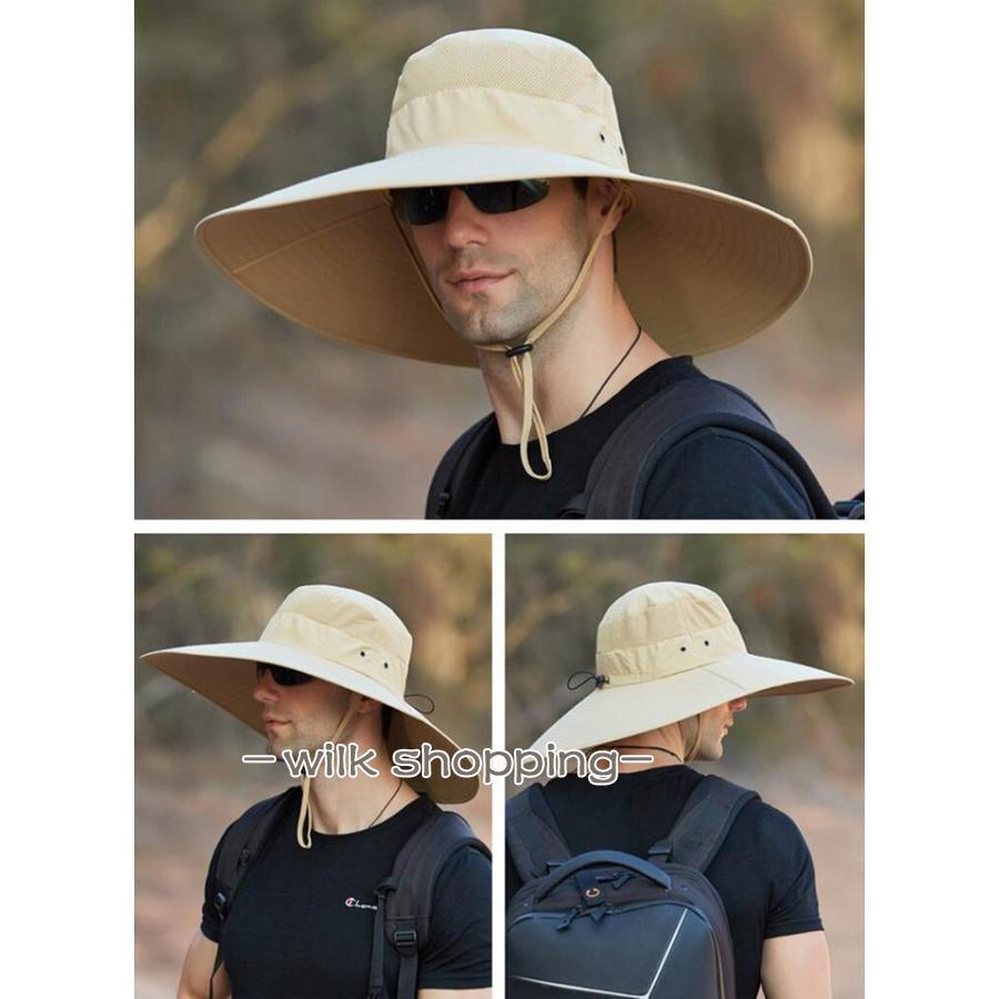 つば広ハット ツバ15cm メンズ 帽子 つば広帽子 サファリハット : wilk