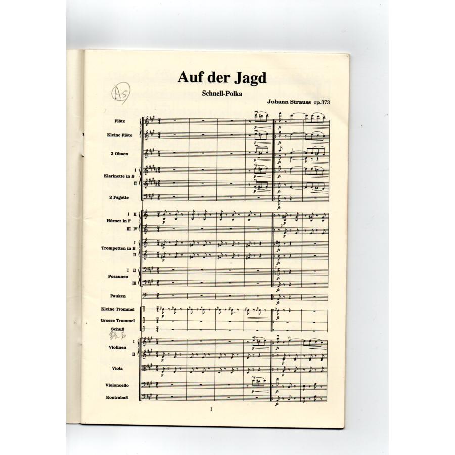 送料無料 オーケストラスコア ヨハン・シュトラウス2世：ポルカ「狩り