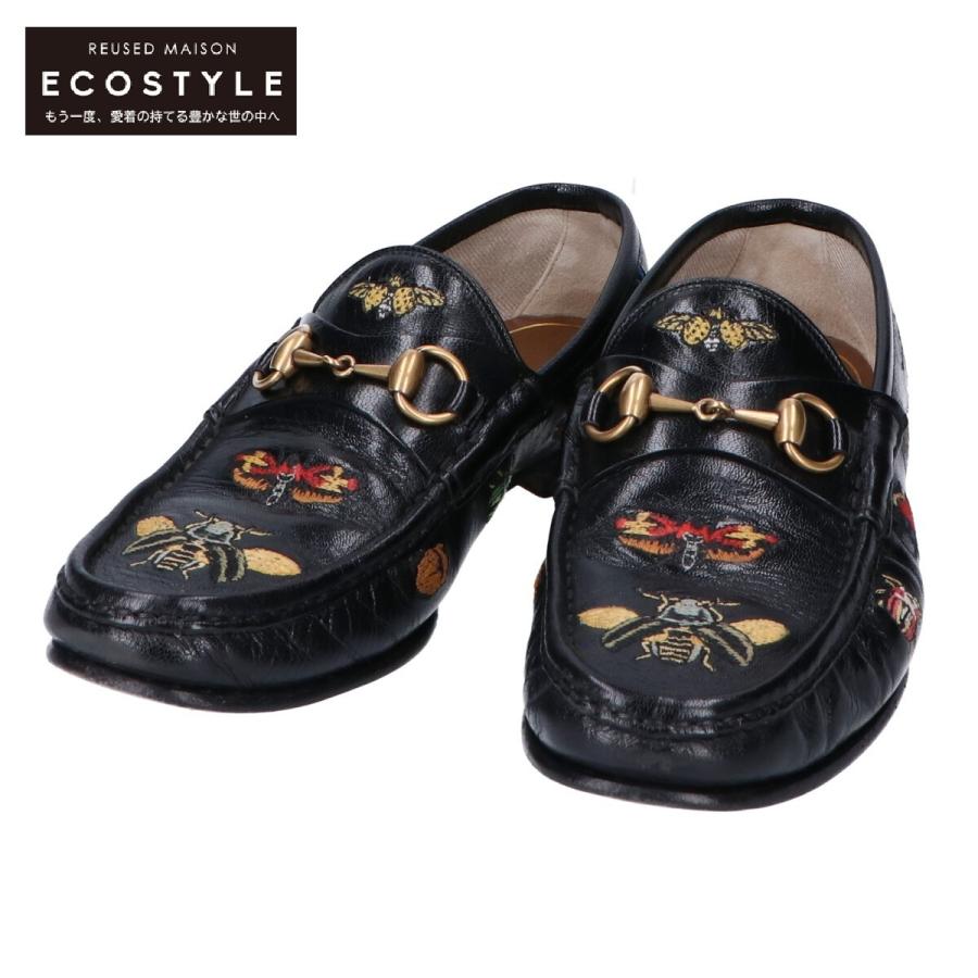 GUCCI（グッチ） 刺繍 ホースビット ローファー シューズ 6 ブラック