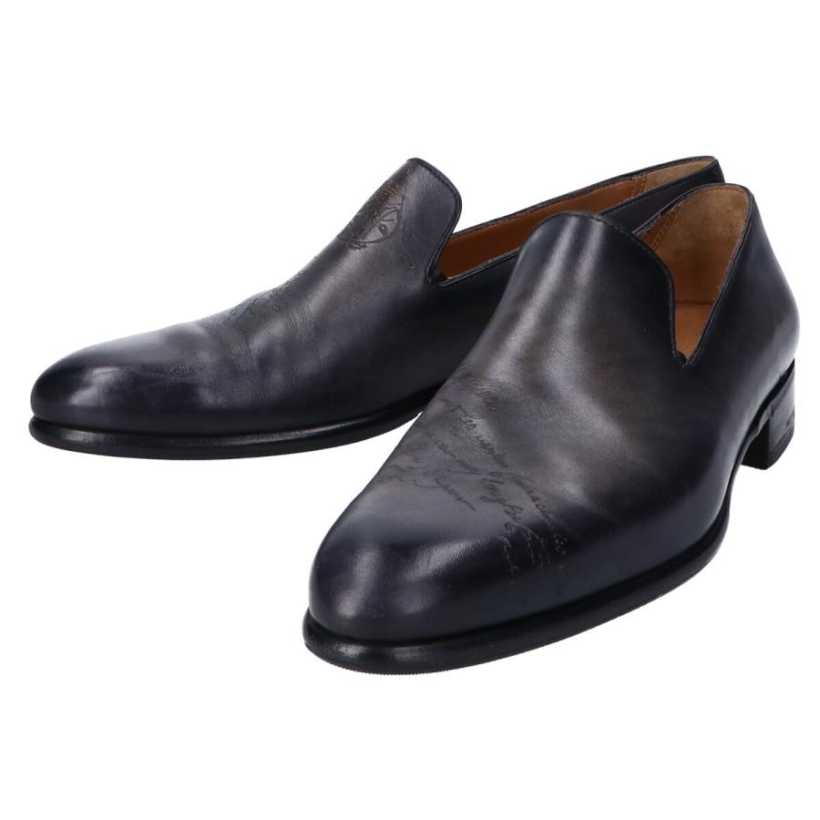 美品/ Berluti ベルルッティ カーシヴ ガレ カーフレザー ローファー