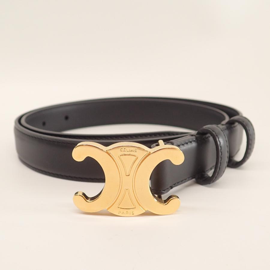 CELINE（セリーヌ） 新品同様 トリオンフ レザーベルト 80 ブラック