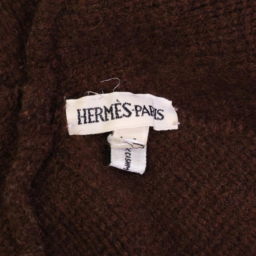 HERMES エルメス マルジェラ期 Hロゴ カシミヤ ニット帽 帽子 ブラウン
