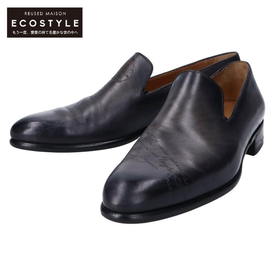 美品/ Berluti ベルルッティ カーシヴ ガレ カーフレザー ローファー