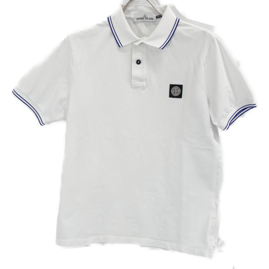 STONE ISLAND ストーンアイランド ホワイト ロゴパッチ 半袖ポロシャツ