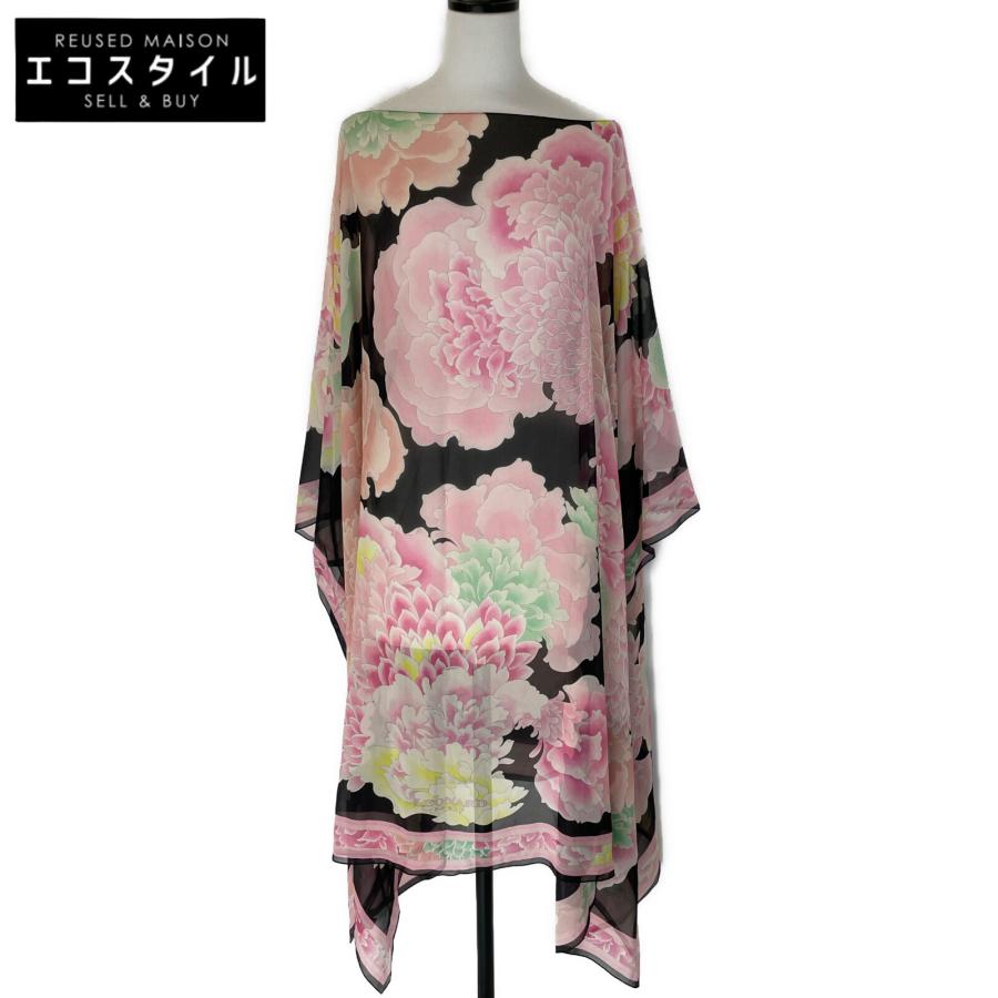 LEONARD（レオナール） 花柄 ポンチョ トップス ピンク×ブラック