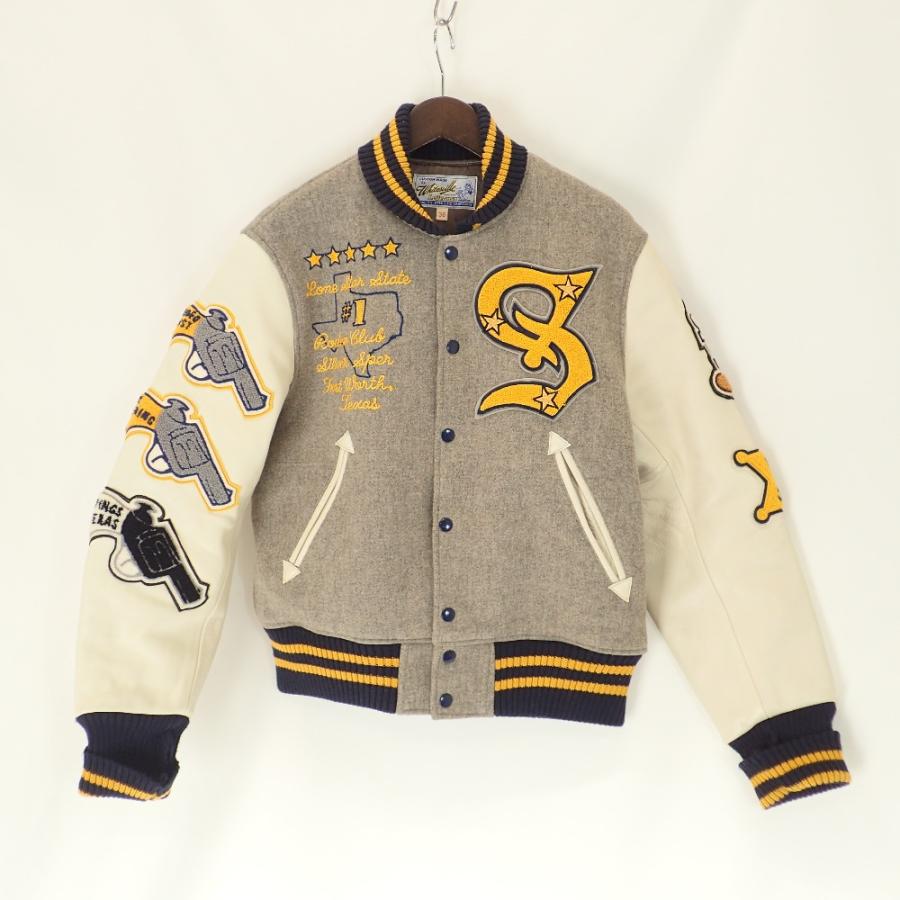 WHITESVILLE ホワイツビル グレー×ホワイト 袖革フルデコ スタジャン