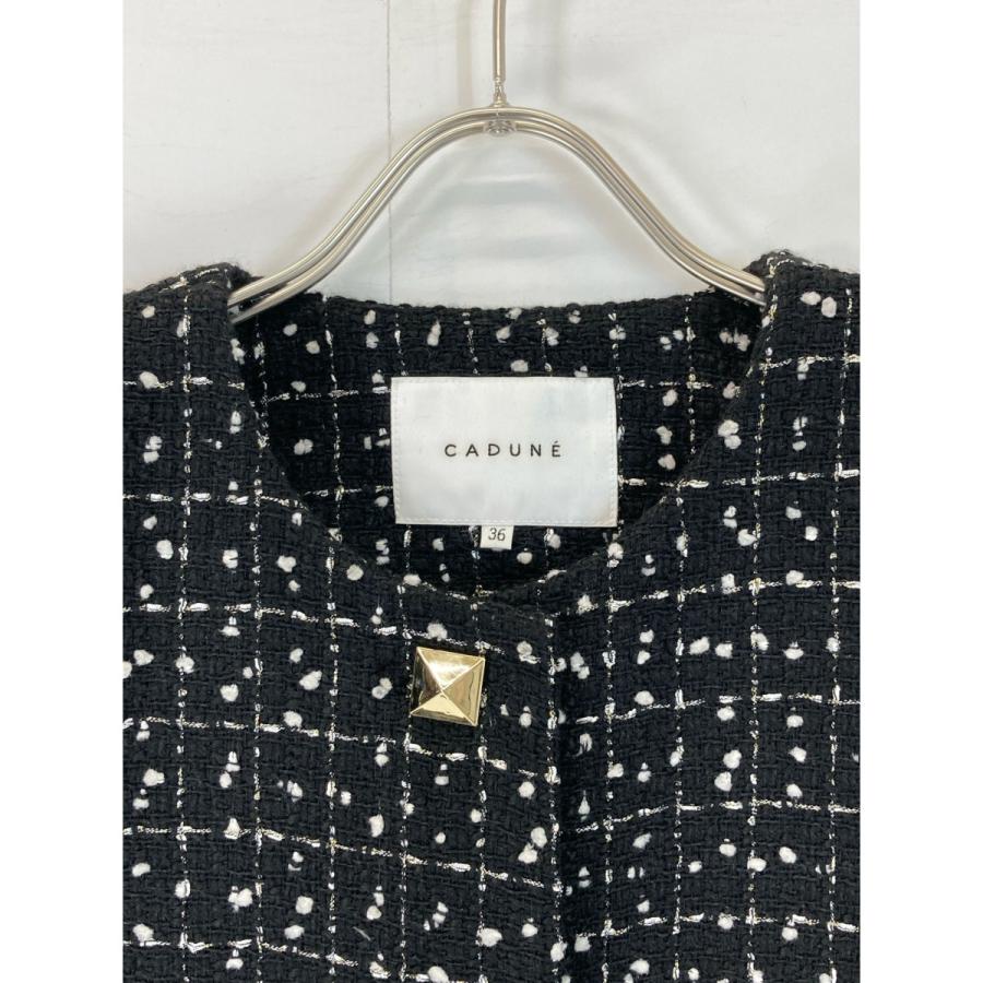 CADUNE カデュネ 【神崎恵コラボ】ノーカラーショートツイード