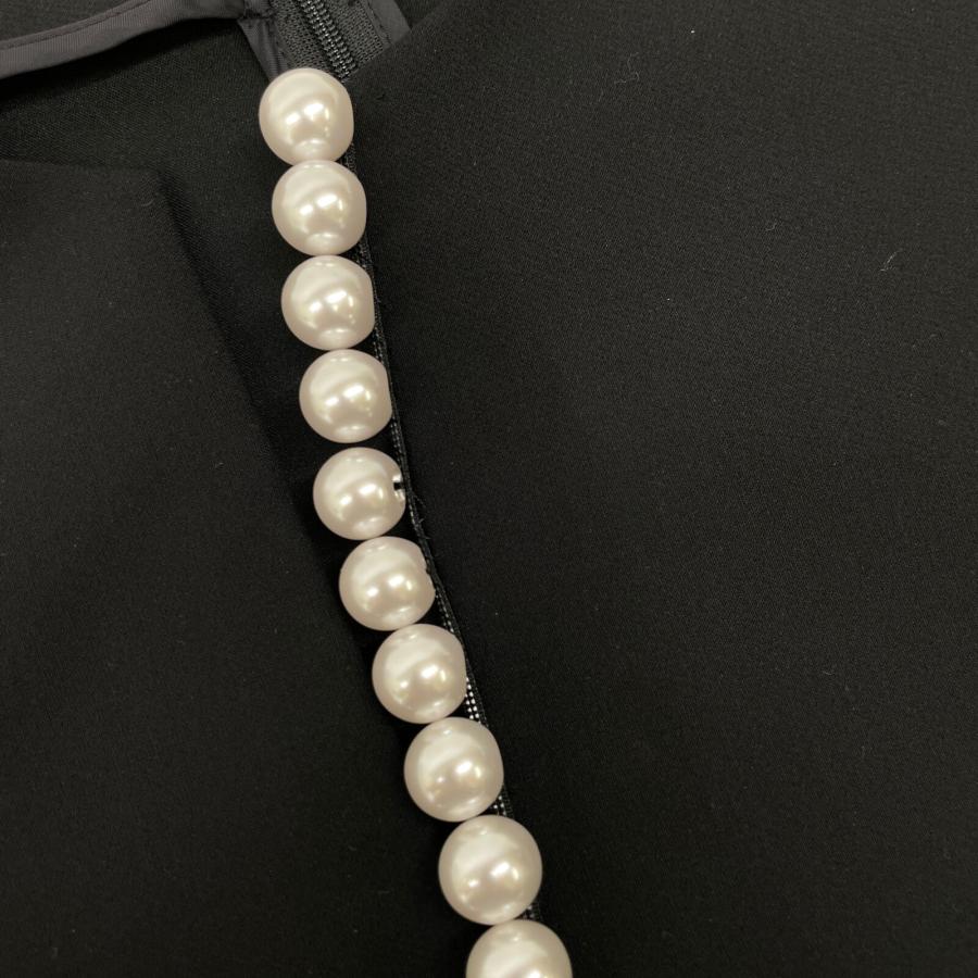 YOKOCHAN ヨーコチャン YCD-118-366 ブラック 七分袖 フェイクパール