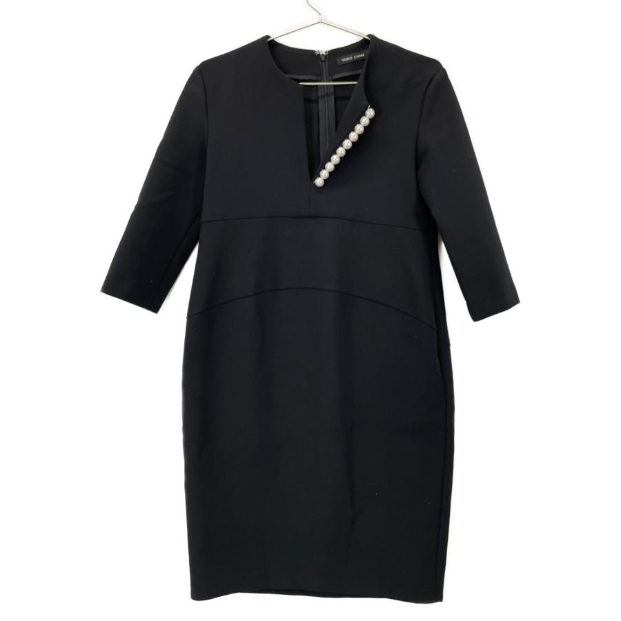 YOKOCHAN ヨーコチャン YCD-118-366 ブラック 七分袖 フェイクパール