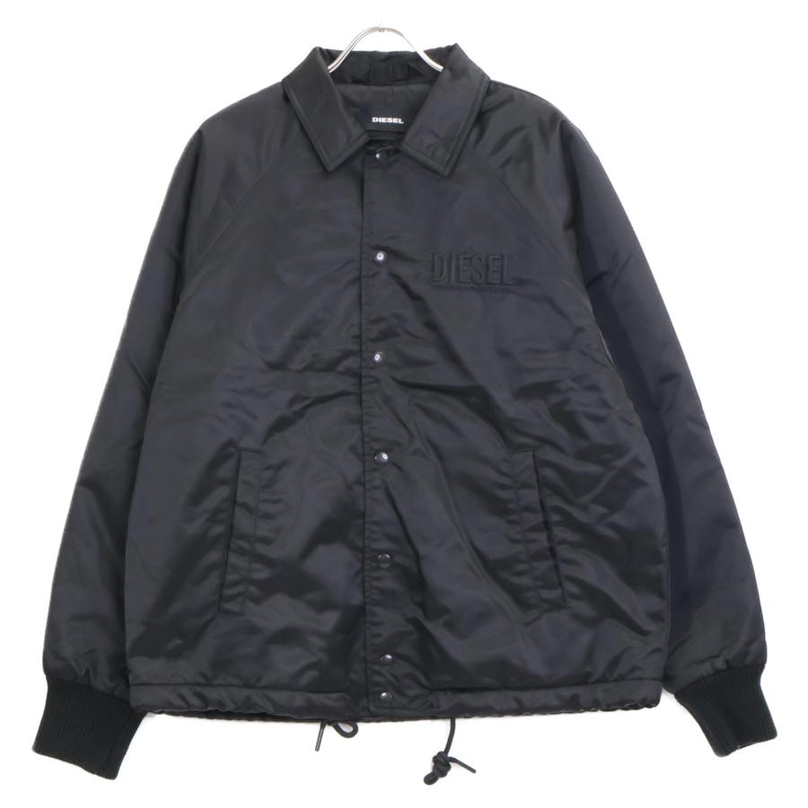 DIESEL（ディーゼル） ブラック ロゴ刺繍コーチジャケット ブラック S
