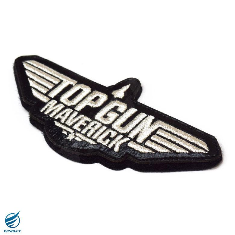 TOPGUN MAVERICK レザー 刺繍 ワッペン 両面 ベルクロ 付き トップガン