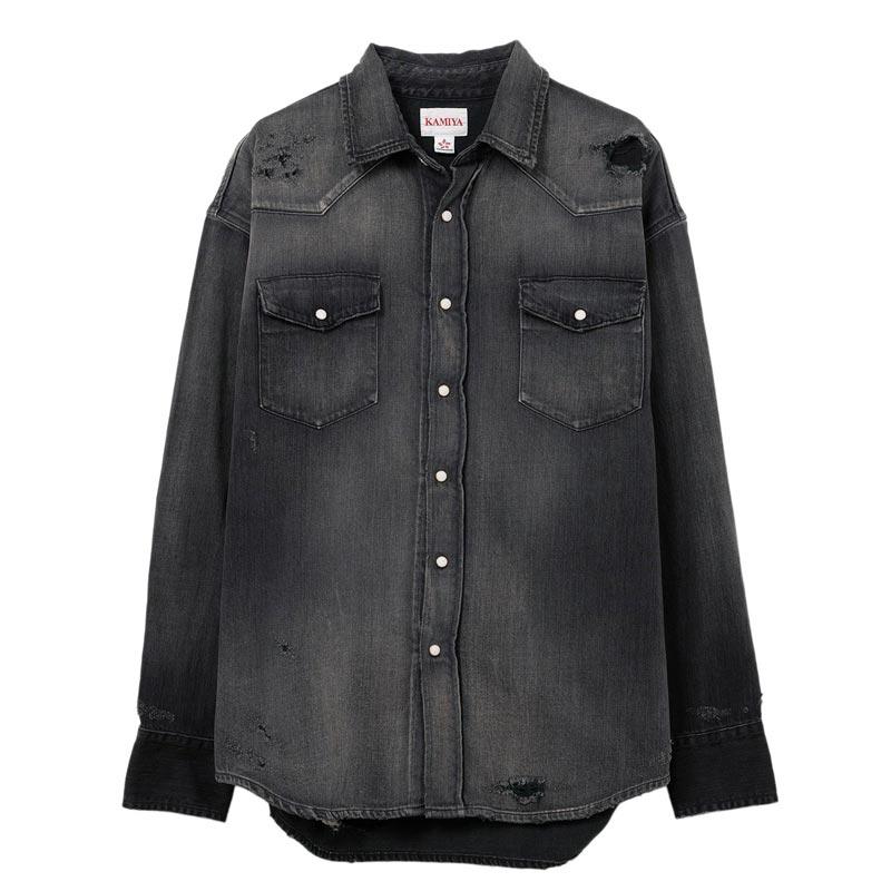 KAMIYA カミヤ G14SH041 Denim Western Shirt ブラック メンズ 長袖