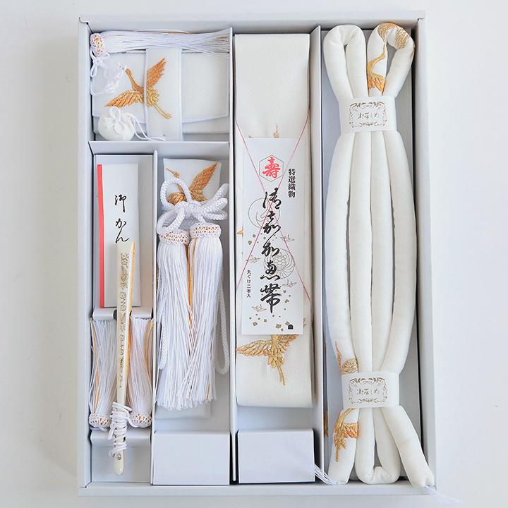 レンタル】【送料無料】K_025 白に金鶴 振袖 花嫁小物/懐剣セット6点