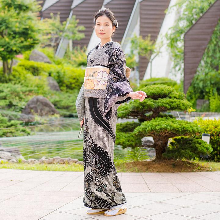 レンタル フルセット 高級正絹 訪問着 HO-MI106 総絞り 菊 桜 結婚式