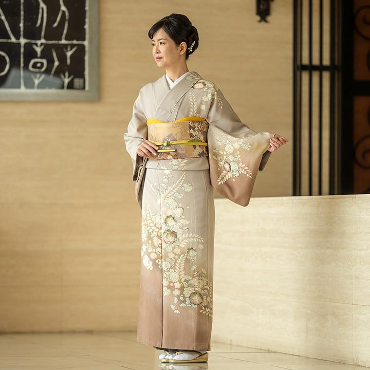 レンタル フルセット 高級正絹 訪問着 HO-FU315 白藤色 辻が花 結婚式