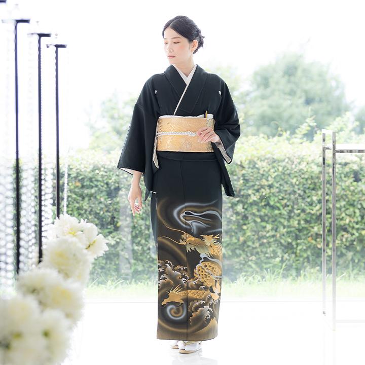レンタル留袖 フルセット 高級正絹 留袖 レンタル 龍 TS-MI137 結婚式