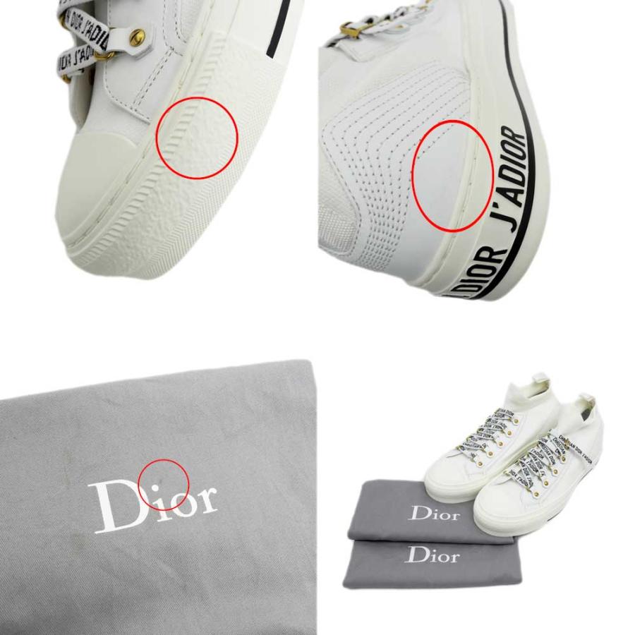 名東】ディオール スニーカー WALK'N DIOR ホワイト 白 サイズ38 紐