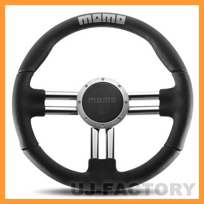 正規品 MOMO ステアリング V6 ブラックレザー 35φ (348mm) アメリカン