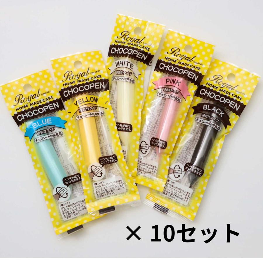 チョコペン 5色 ( 速乾タイプ ) 50本 10g × 各10本 食用ペン 業務用 速