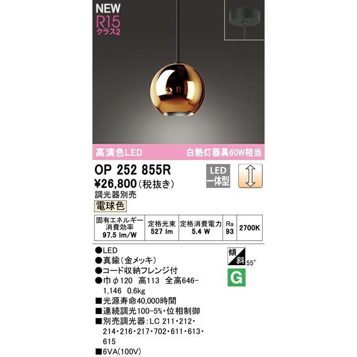 ODELIC（オーデリック） ペンダントライト 【OP252855R】【OP 252 855R