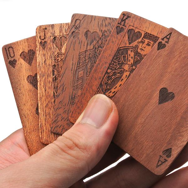 木製のトランプ Miniサイズ 革ケース付き 木製品 日本製 ハンドメイド