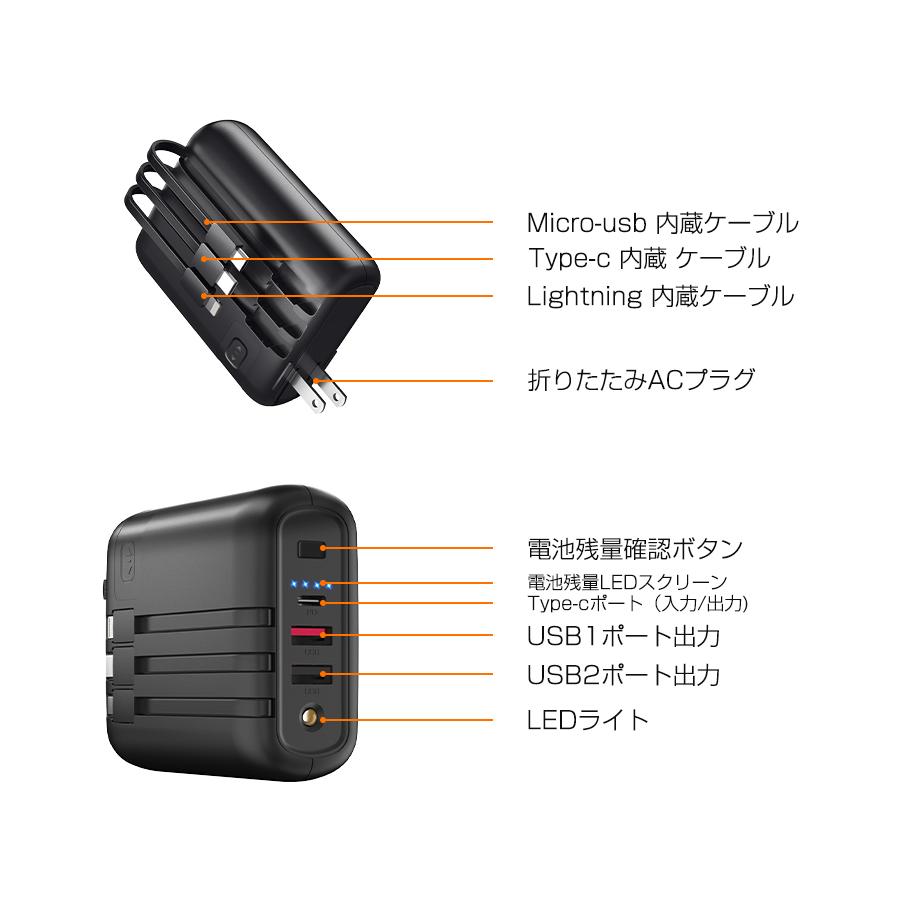 KYOKA モバイルバッテリー 軽量 大容量 15000mAh AC式充電器