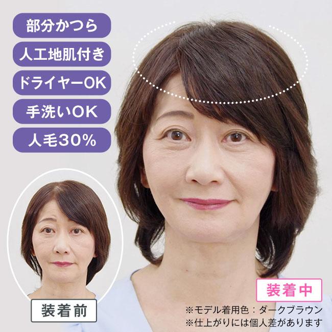 銀座サロン KAZUEウィッグ ラウンドポイントウィッグ - ダークブラウン