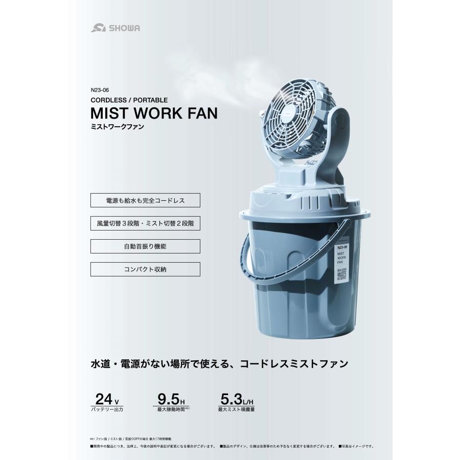 SHOWA(昭和商会) 充電式 ミストワークファン N23-06 工場扇 持ち運び
