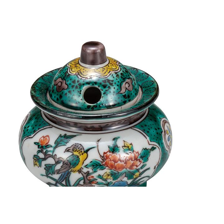 九谷焼 3号豆香炉 青九谷花鳥 仏具 床の間 香炉 人気 ギフト 新築祝い