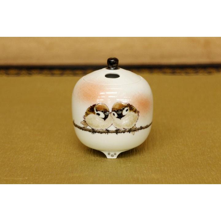 九谷焼 豆香炉 二雀図 中村陶志人 香炉 飾り香炉 人気 ギフト 贈り物