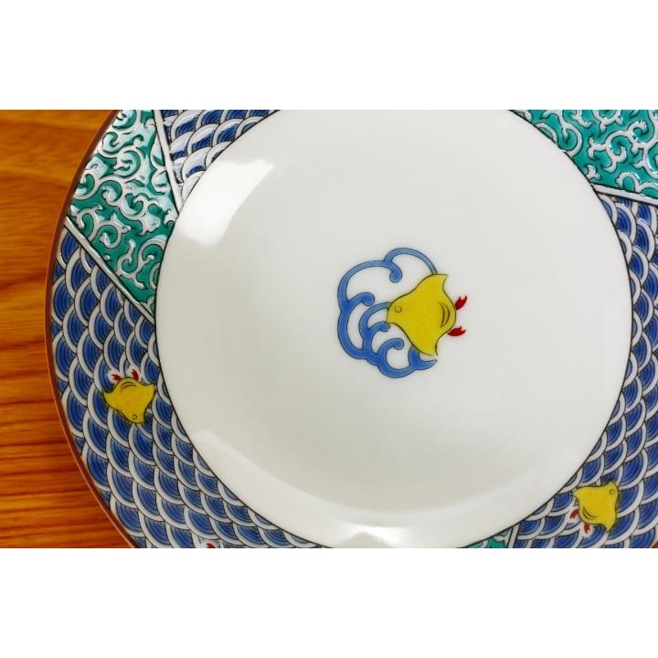 九谷焼 4号皿 青海波千鳥 / 青郊窯 和食器 皿 取り皿 人気 ギフト 化粧