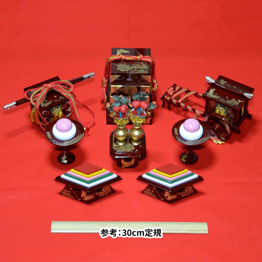 雛道具揃 30号6点セット 「ワインに桜・御所・蝶」（三宝/菱餅/高杯