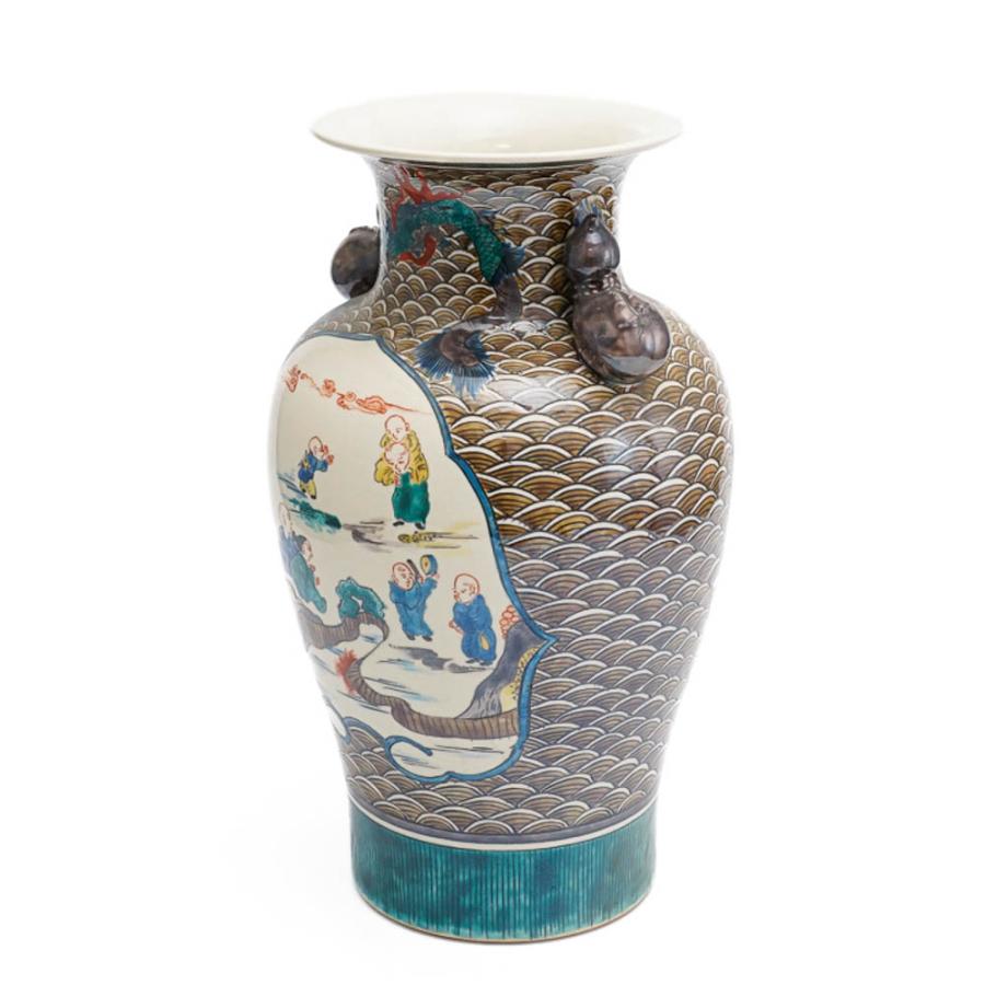 九谷焼 古九谷風五彩手龍壺 花瓶 花器 人気 ギフト 贈り物 結婚祝い