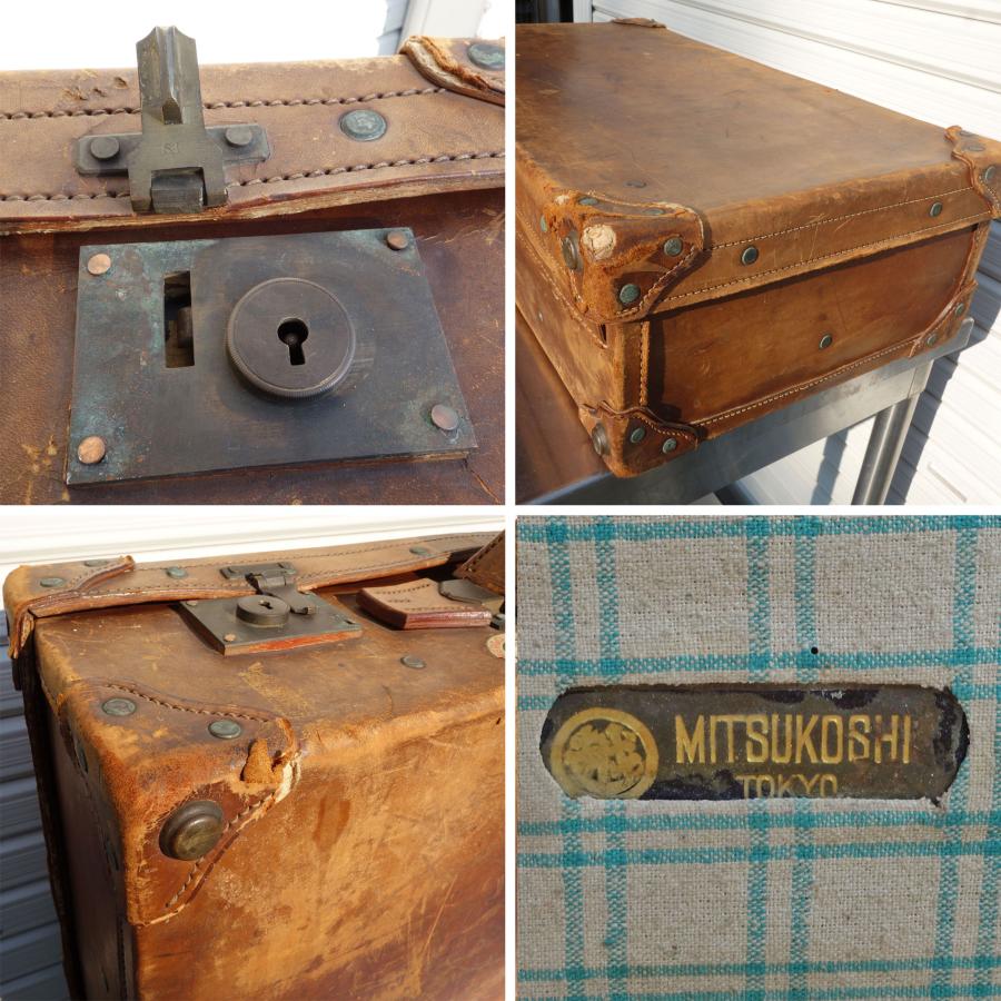 三越 TOKYO ビンテージ トランク ケース 革 ◇ 幅660×奥行400×高さ