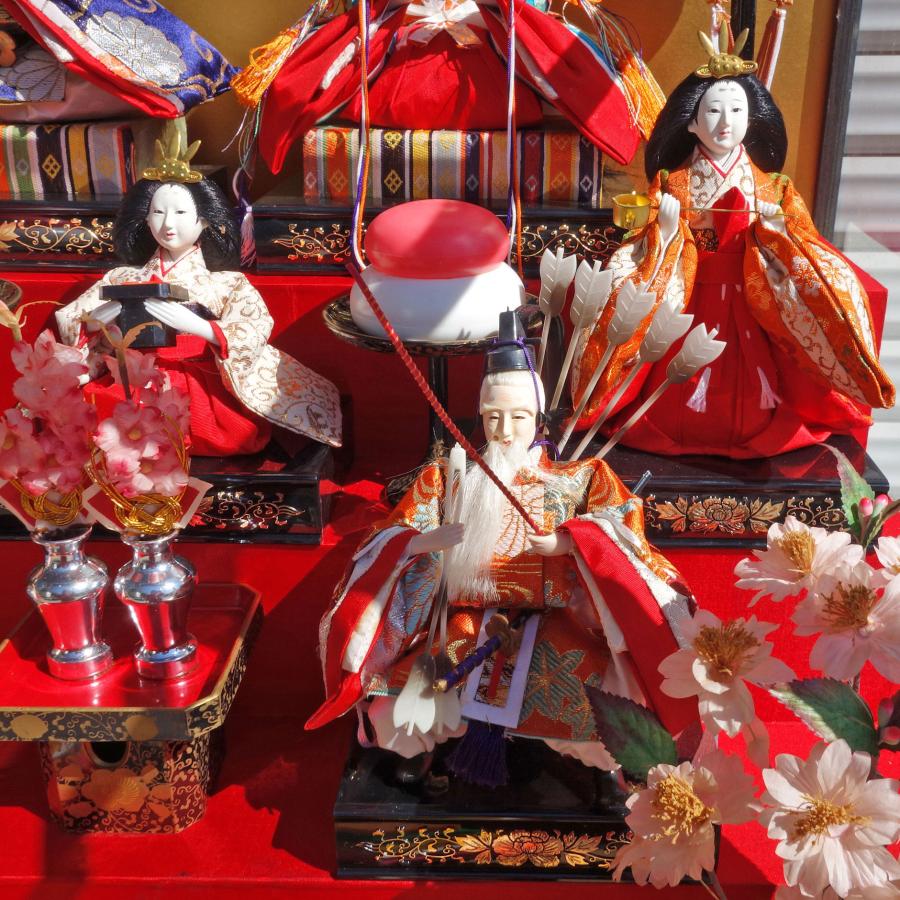 雛人形 義秀作 7人飾り 3段 ◇ ひな祭り オルゴール ぼんぼり点灯 幅