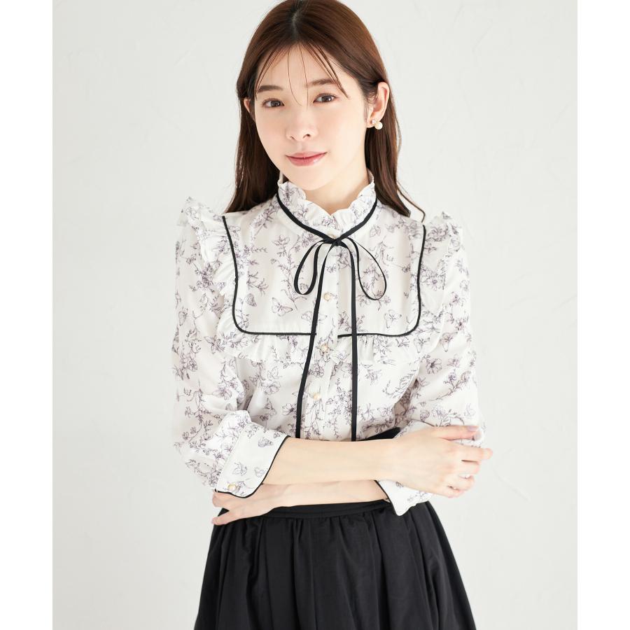 tocco closet（トッコ クローゼット） パール釦リボン×フリル付き蝶々