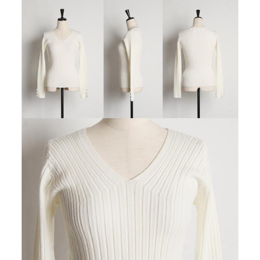 tocco closet（トッコ クローゼット） 袖口パール付きVネック