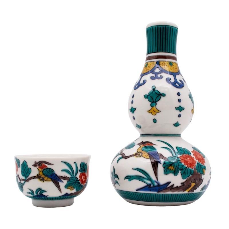 ひ*る様 古九谷 色絵 花鳥 徳利 酒器 花生 骨董 古美術 アンティーク