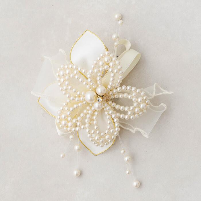 東京ソワール コサージュ ブローチ パール プチソワール オフホワイト