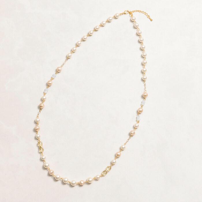 東京ソワール 軽やかロングパールネックレス クリスタル 結婚式