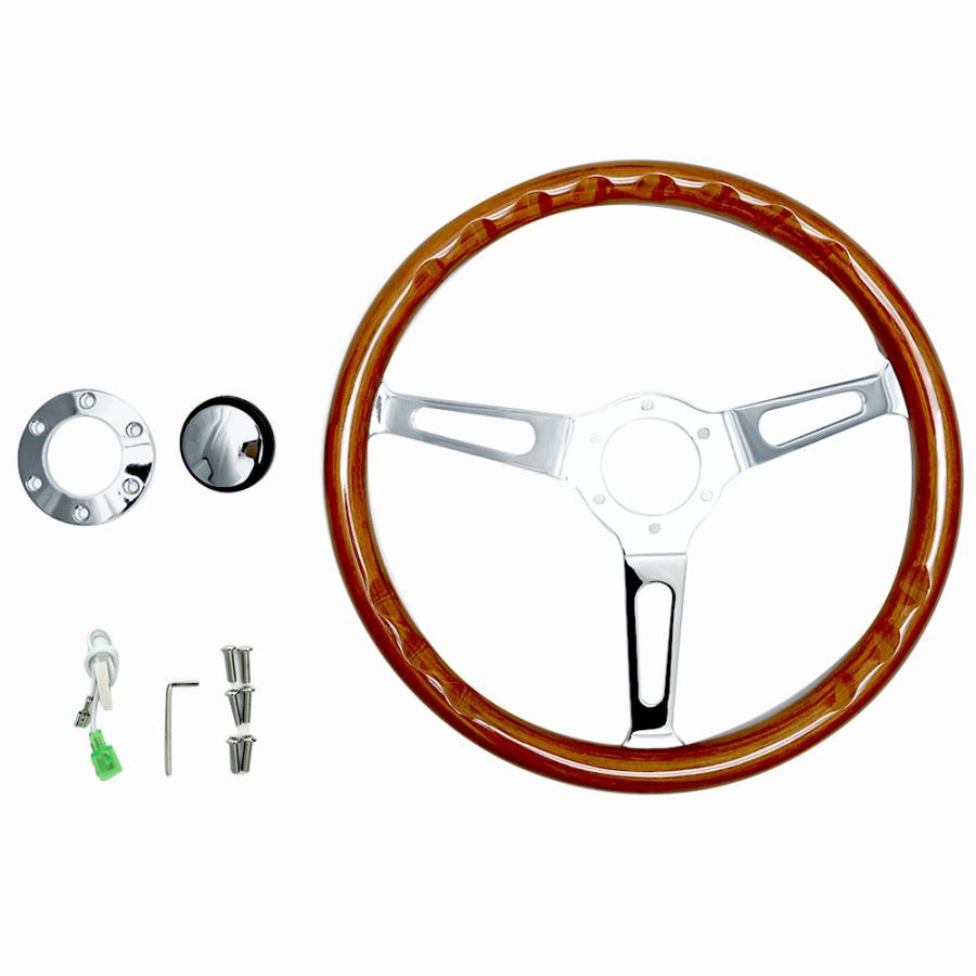 ウッド ステアリング 38Φ 15インチ 6穴 ハンドル レトロ クラシック 旧