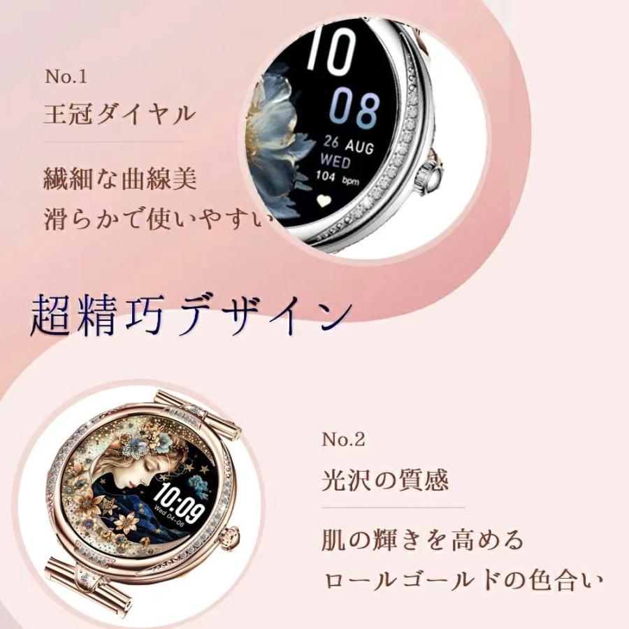 スマートウォッチ 通話機能 心拍数 女性 IP68防水 レディース 生理管理