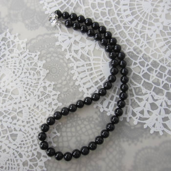 黒珊瑚 ネックレス （8mm） G.SILVER 葬儀 喪服 フォーマル 宝石サンゴ