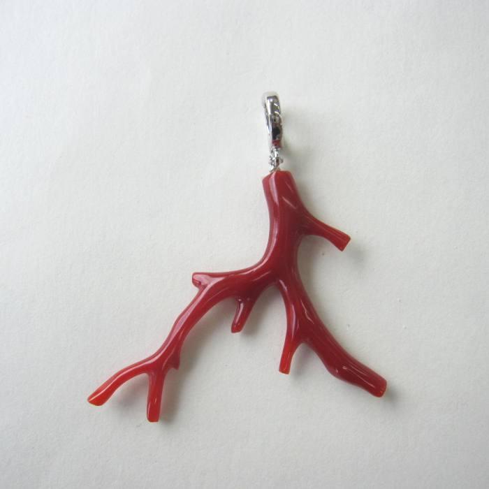 日本 高知産血赤珊瑚 枝 ペンダント イタリア産赤珊瑚枝 6連ネックレス