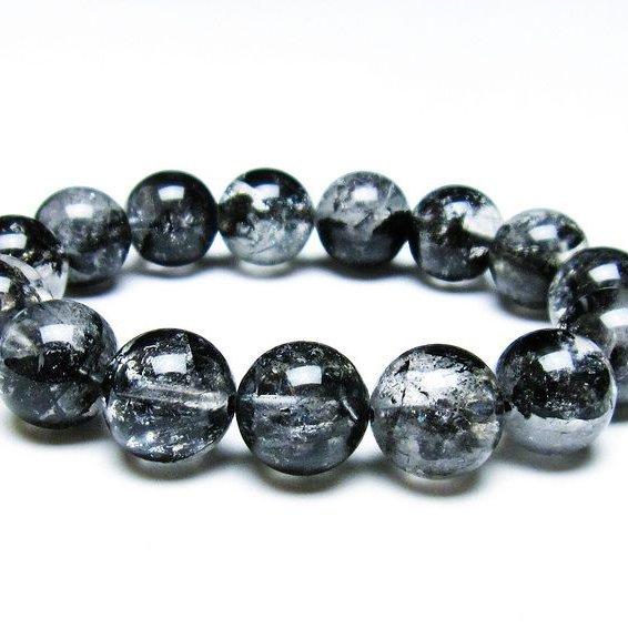 エレスチャルクォーツ ブレスレット 14mm ブラックエレスチャル 一点物