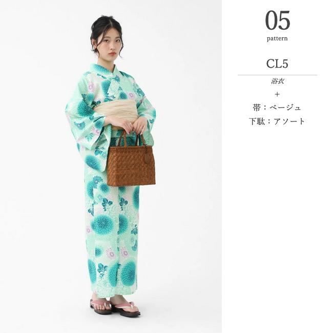 浴衣3点セット 綿麻 大人 モダン シック 浴衣 帯 下駄 セット 涼しい